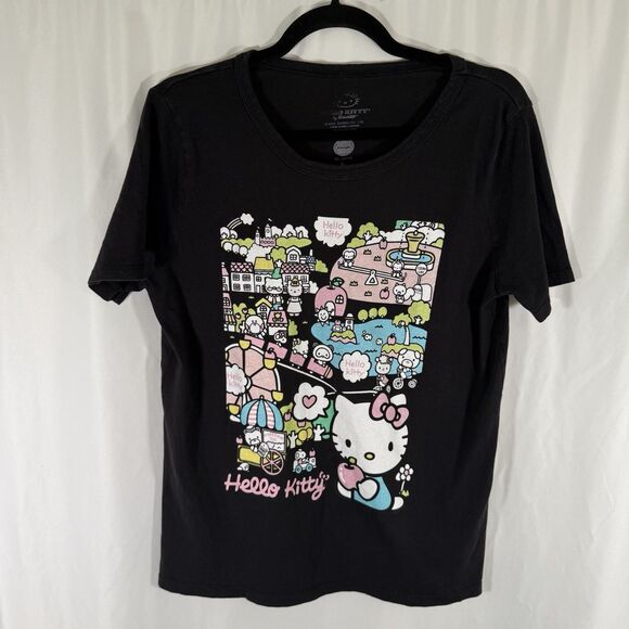 Hello Kitty Graphic Shirt Junior's Large Black Graphic Print Short Sleeve T-Shir - Picture 1 of 10